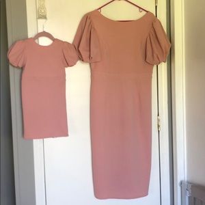 Mommy & Me Matching Blush Pink Puff Sleeve Dresses
